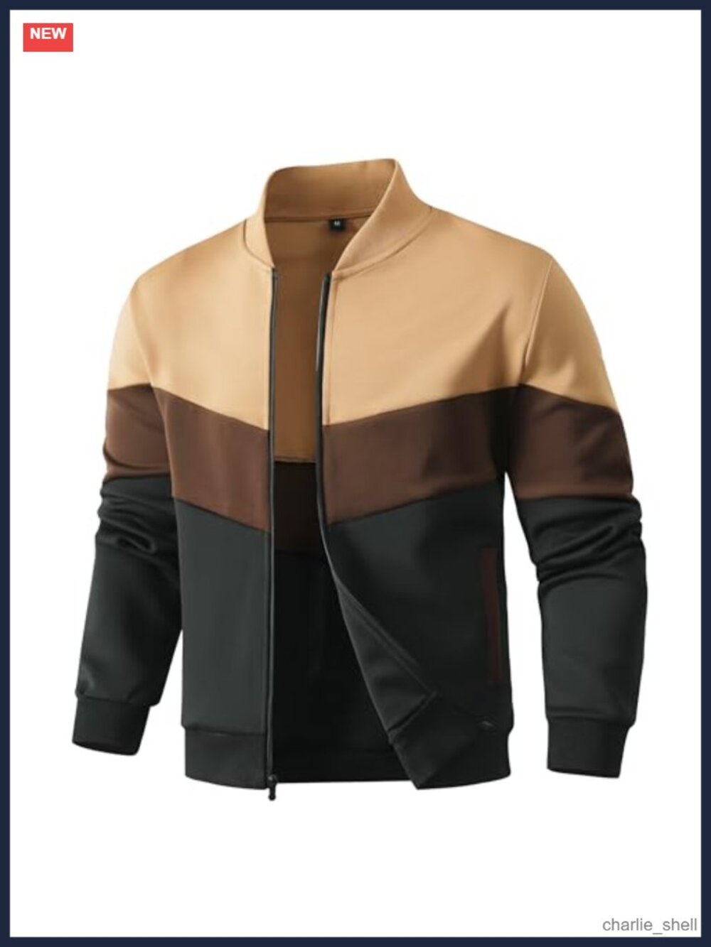 Lightweight Satin Bomber Varsity Jacket Color Block Casual Coat